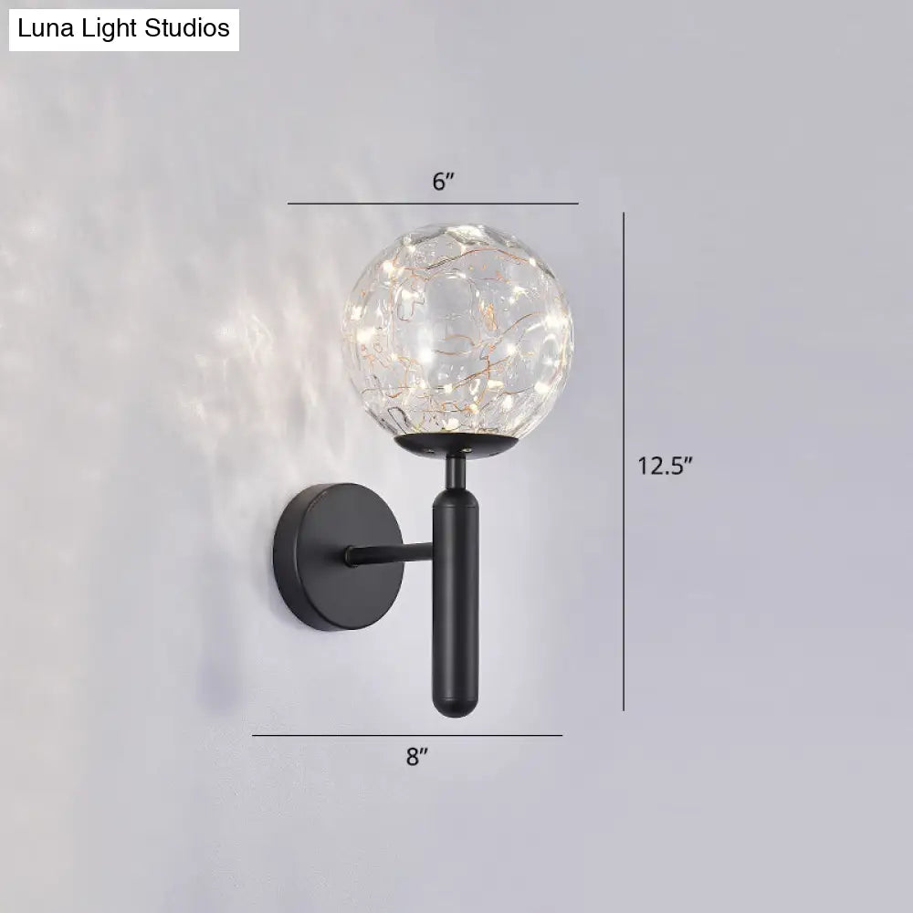 Postmodern Ball Led Starry Wall Sconce With Glass Shade - Bedroom Lighting