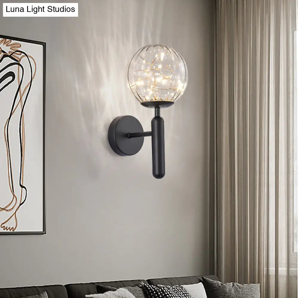 Postmodern Ball Led Starry Wall Sconce With Glass Shade - Bedroom Lighting