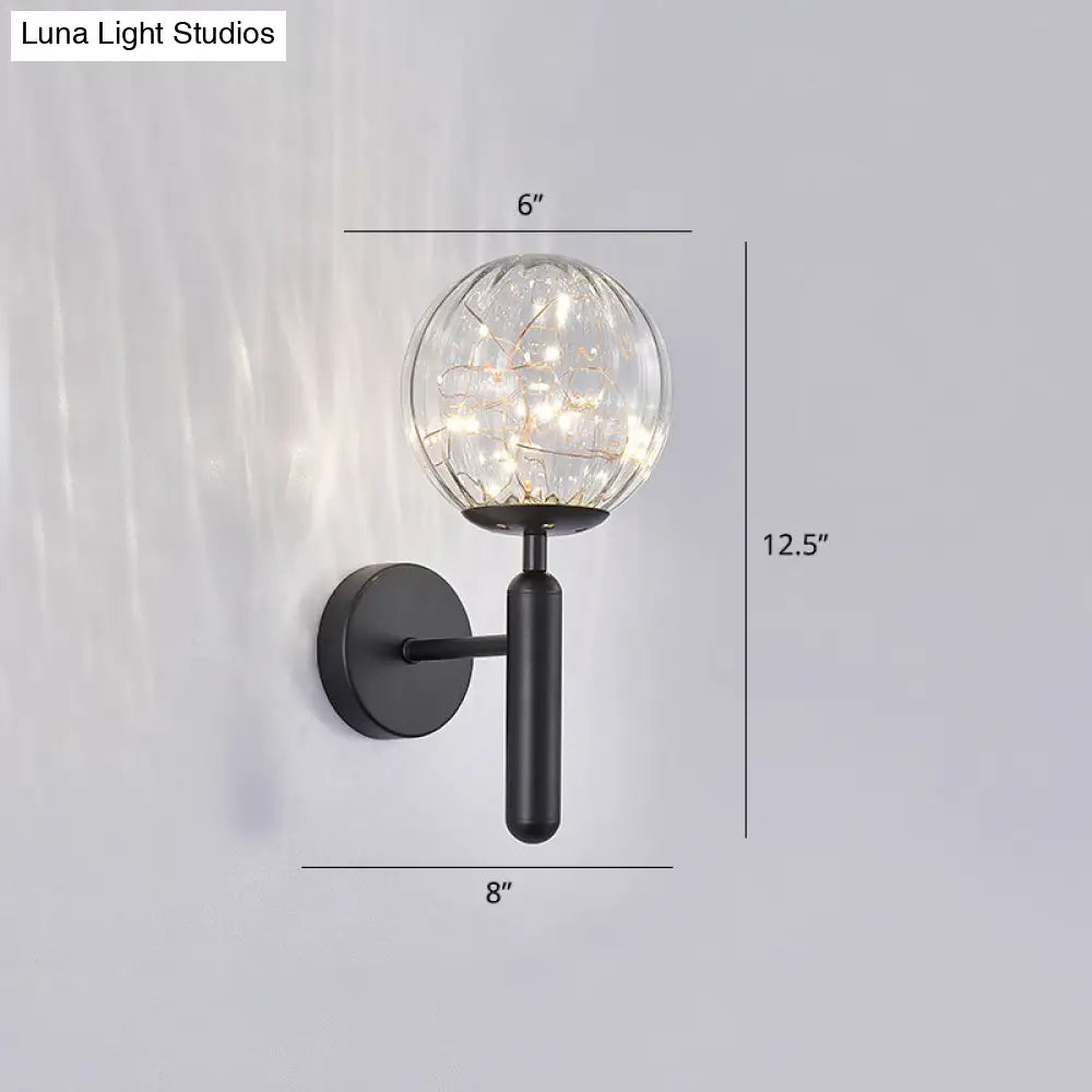 Postmodern Ball Led Starry Wall Sconce With Glass Shade - Bedroom Lighting