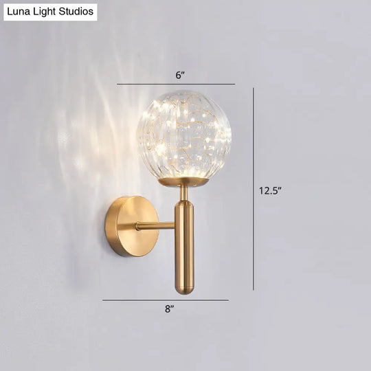 Postmodern Ball Led Starry Wall Sconce With Glass Shade - Bedroom Lighting