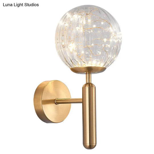 Postmodern Ball Led Starry Wall Sconce With Glass Shade - Bedroom Lighting