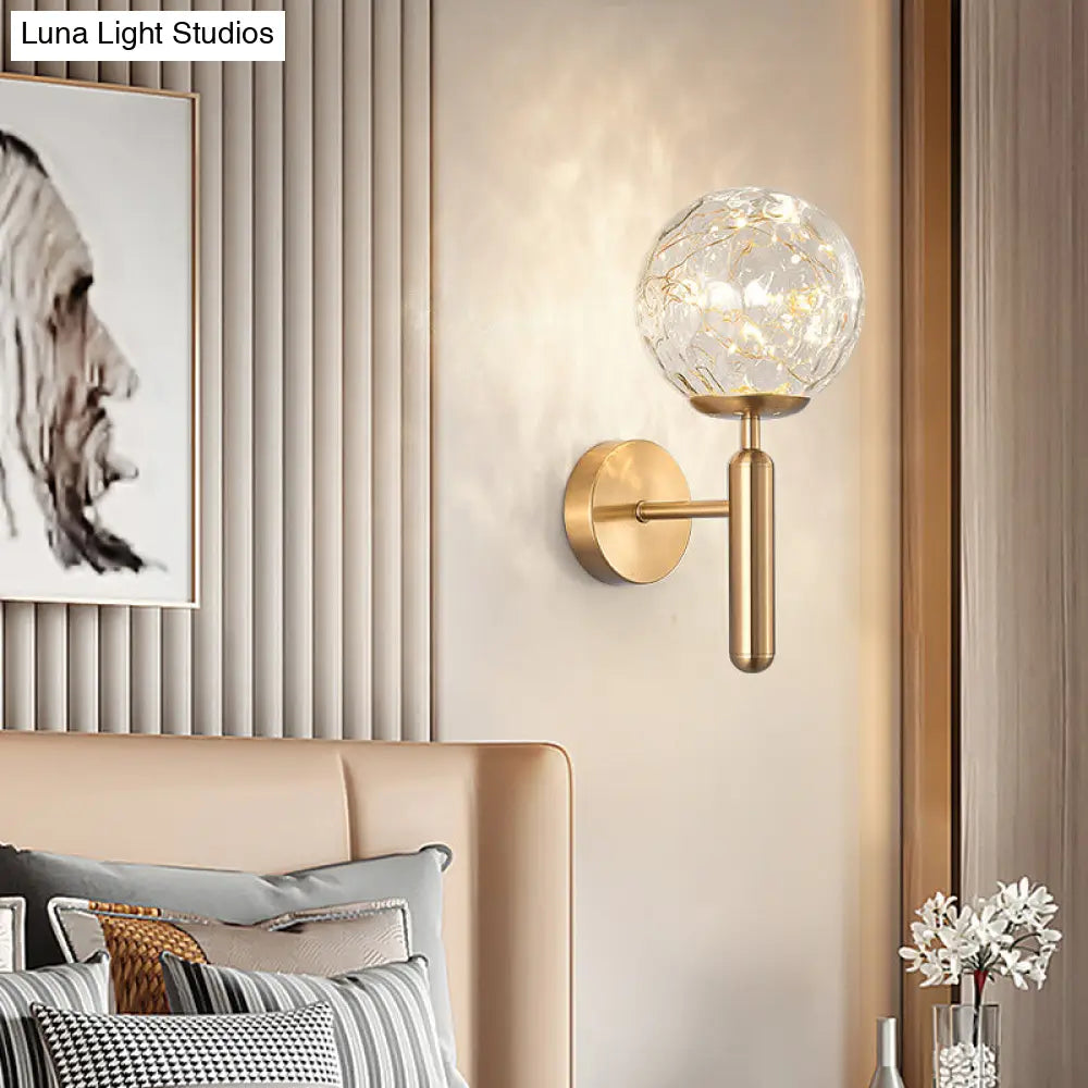 Postmodern Ball Led Starry Wall Sconce With Glass Shade - Bedroom Lighting