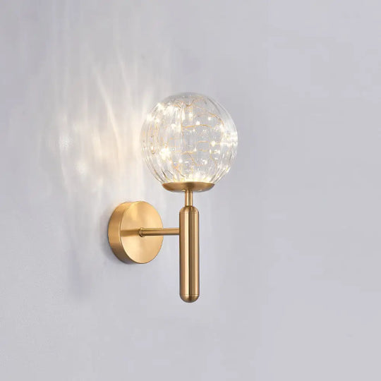 Postmodern Ball Led Starry Wall Sconce With Glass Shade - Bedroom Lighting Brass / Ribbed