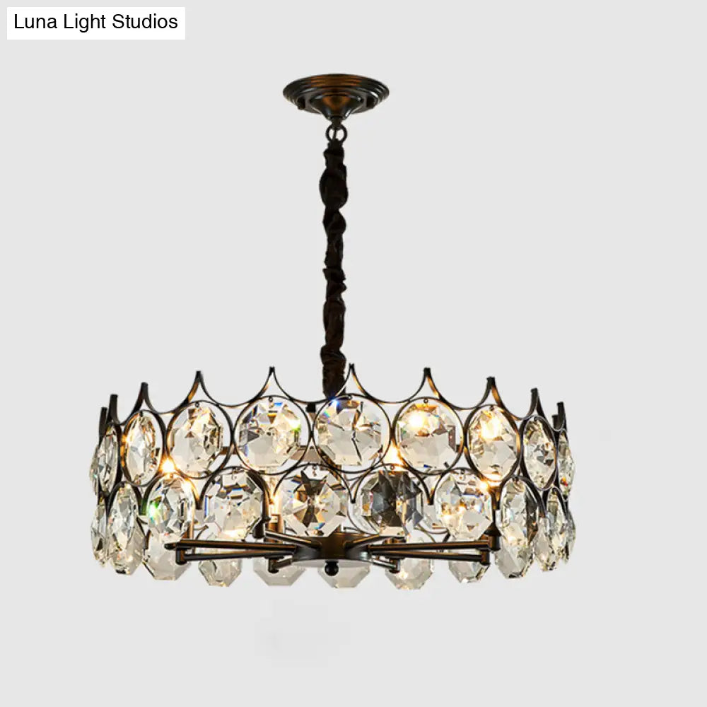 Postmodern Beveled Cut Crystal Chandelier Pendant Light - Elegant Hanging Lamp For Living Room