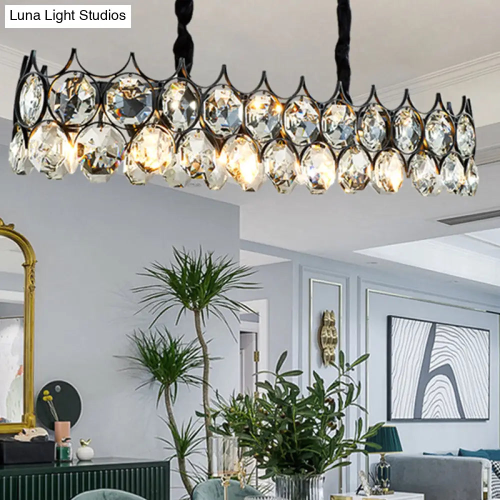 Postmodern Beveled Cut Crystal Chandelier Pendant Light - Elegant Hanging Lamp For Living Room