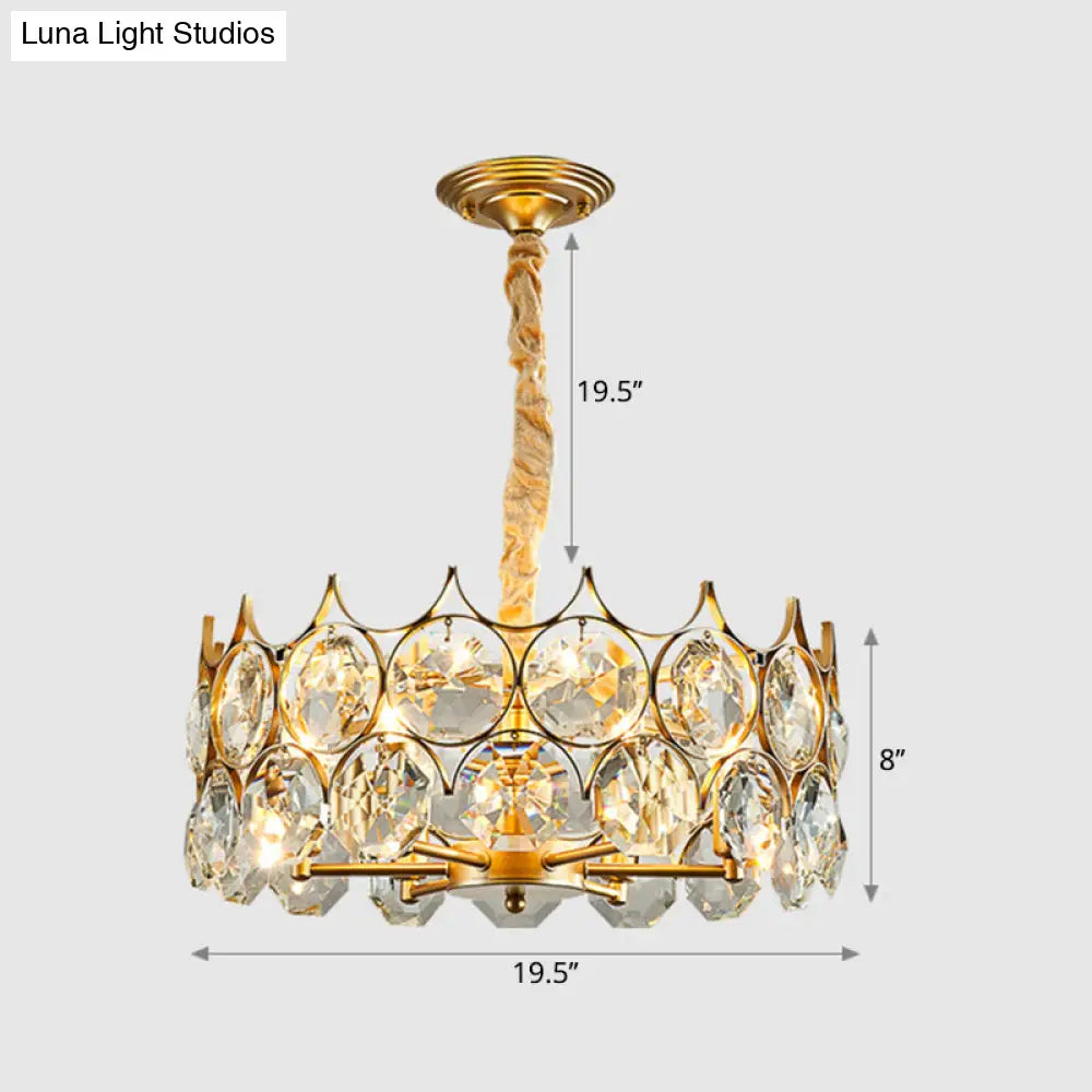 Postmodern Beveled Cut Crystal Chandelier Pendant Light - Elegant Hanging Lamp For Living Room