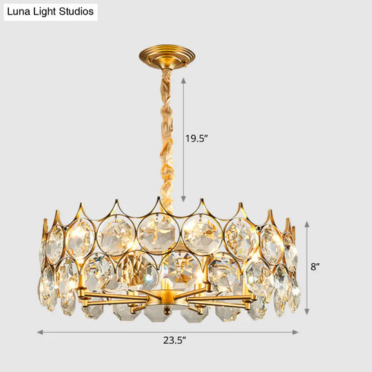 Postmodern Beveled Cut Crystal Chandelier Pendant Light - Elegant Hanging Lamp For Living Room