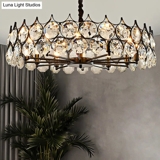 Postmodern Beveled Cut Crystal Chandelier Pendant Light - Elegant Hanging Lamp For Living Room