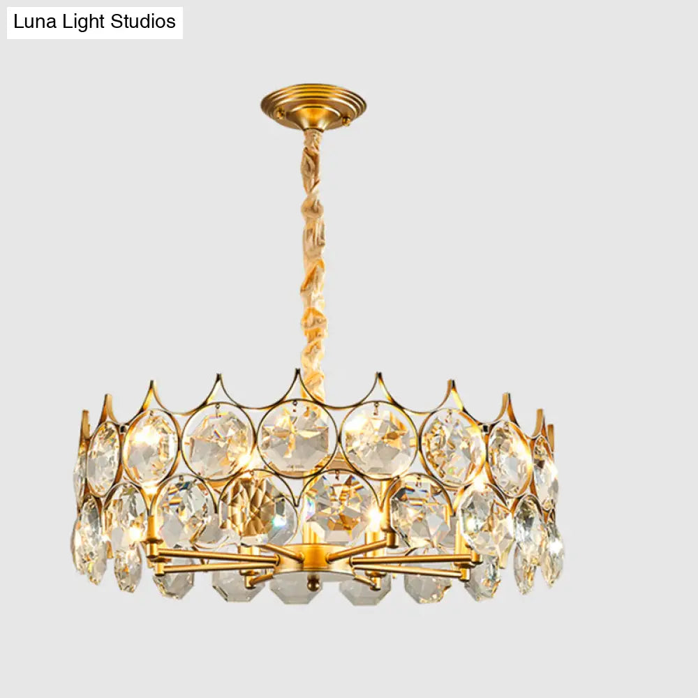 Postmodern Beveled Cut Crystal Chandelier Pendant Light - Elegant Hanging Lamp For Living Room