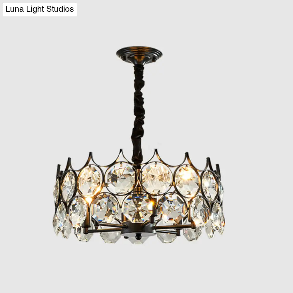 Postmodern Beveled Cut Crystal Chandelier Pendant Light - Elegant Hanging Lamp For Living Room