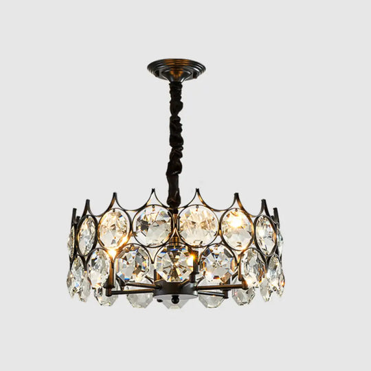 Postmodern Beveled Cut Crystal Chandelier Pendant Light - Elegant Hanging Lamp For Living Room Black