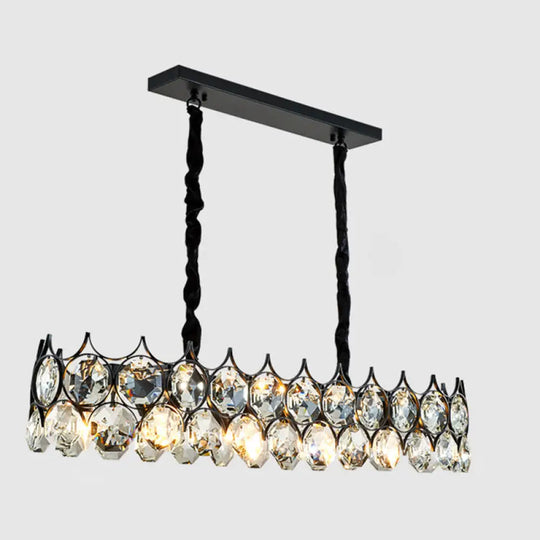 Postmodern Beveled Cut Crystal Chandelier Pendant Light - Elegant Hanging Lamp For Living Room Black