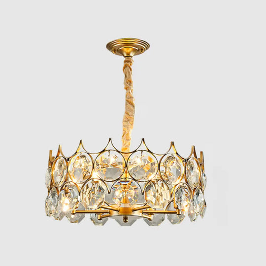 Postmodern Beveled Cut Crystal Chandelier Pendant Light - Elegant Hanging Lamp For Living Room Gold