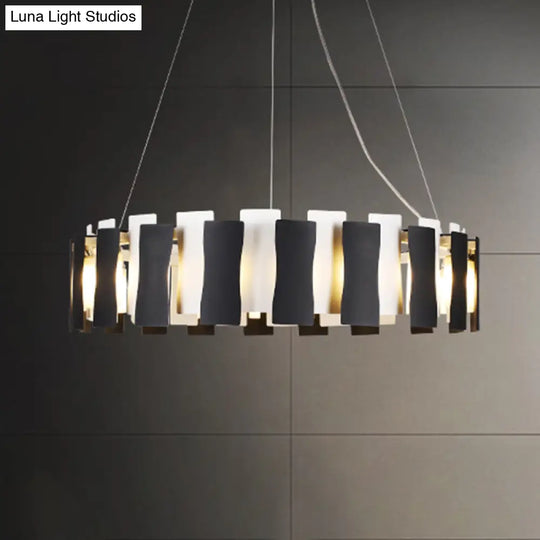 Postmodern Black And White Circular Chandelier Pendant Light For Living Room