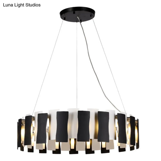 Modern Black & White Circular Chandelier Pendant Light - Creative Metal Design For Living Room 16 /
