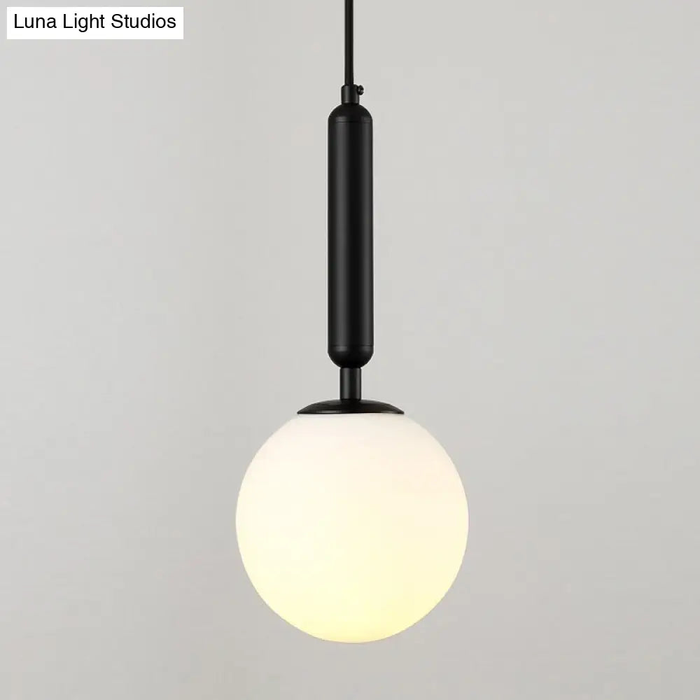 Postmodern Hanging Light: Ball Bedroom Pendant With Clear Water/White Glass & 1 Bulb In Black/Gold