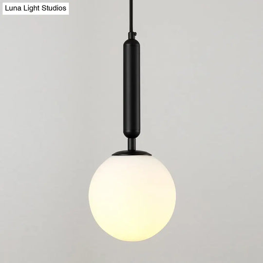 Postmodern Hanging Light: Ball Bedroom Pendant With Clear Water/White Glass & 1 Bulb In Black/Gold