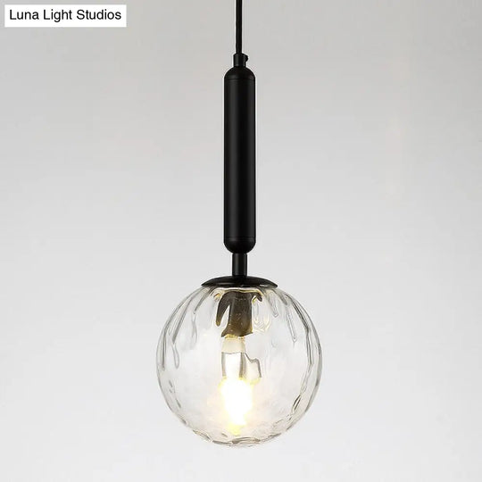 Postmodern Black/Gold Ball Pendant Light With Clear Water/White Glass - Bedroom Down Lighting