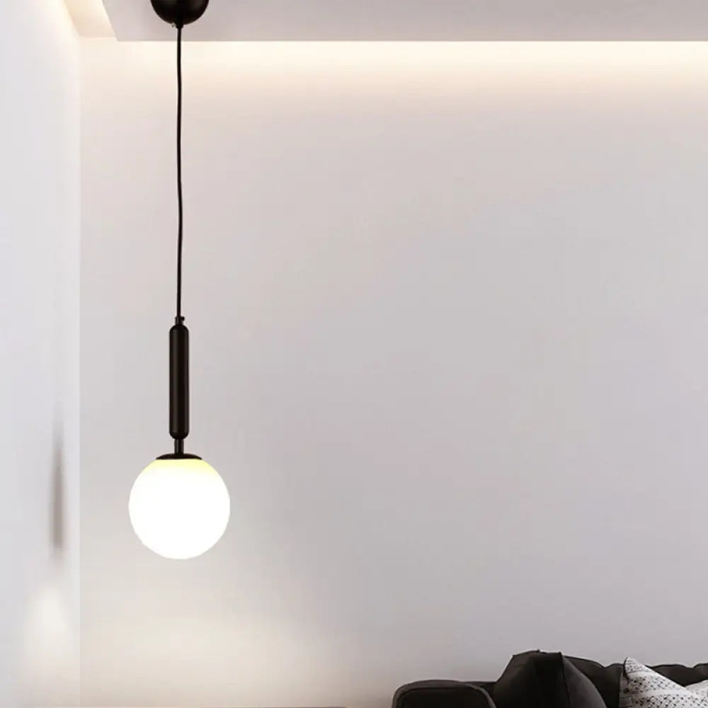 Postmodern Black/Gold Ball Pendant Light With Clear Water/White Glass - Bedroom Down Lighting Black