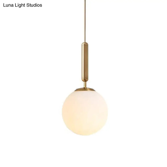 Postmodern Hanging Light: Ball Bedroom Pendant With Clear Water/White Glass & 1 Bulb In Black/Gold