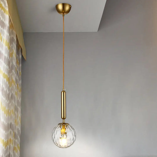 Postmodern Black/Gold Ball Pendant Light With Clear Water/White Glass - Bedroom Down Lighting Gold /