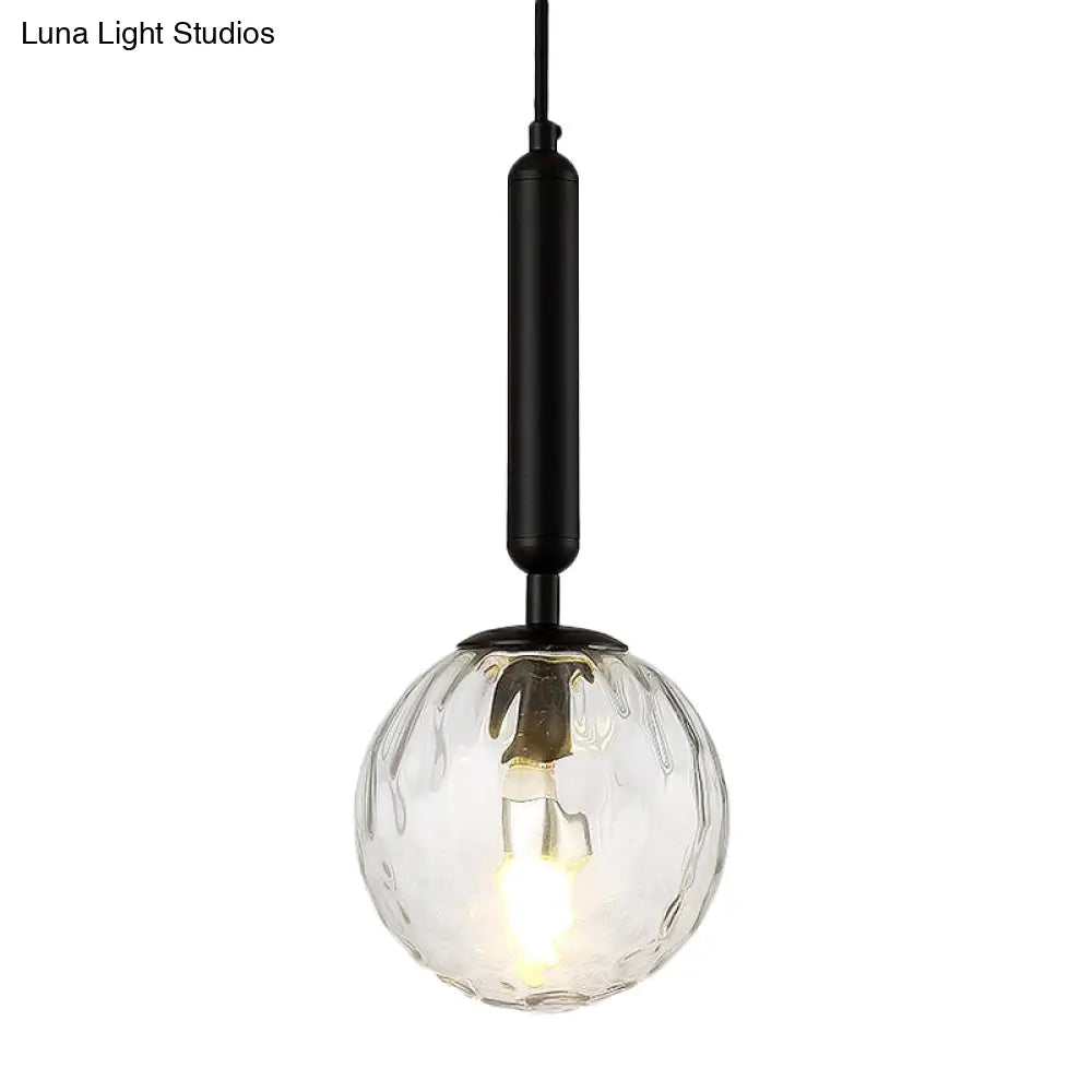 Postmodern Black/Gold Ball Pendant Light With Clear Water/White Glass - Bedroom Down Lighting