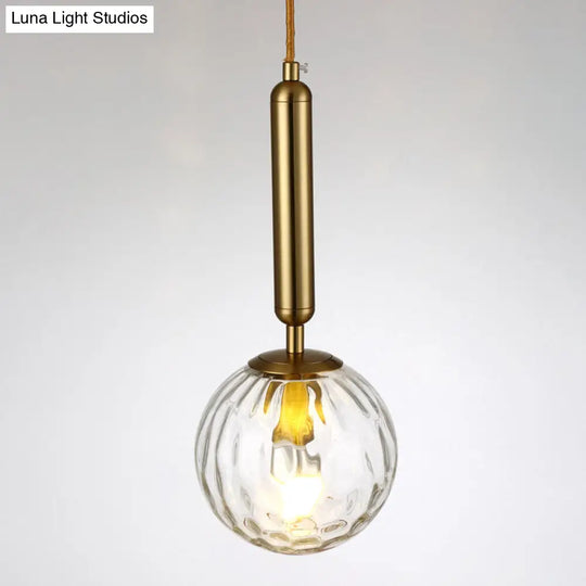 Postmodern Black/Gold Ball Pendant Light With Clear Water/White Glass - Bedroom Down Lighting