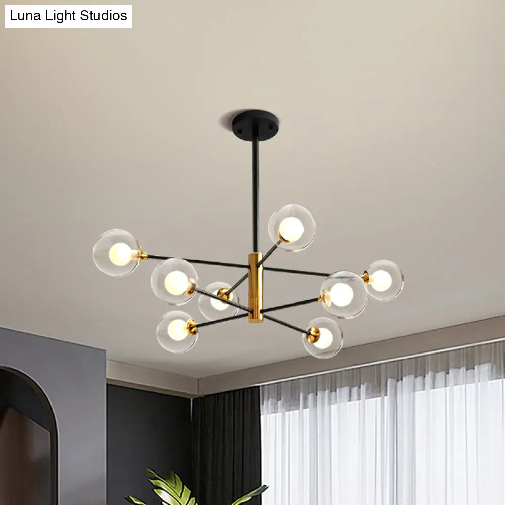 Postmodern Black & Gold Chandelier - 6/8 Lights Branch Design Clear Glass Shades