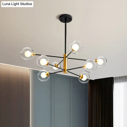 Postmodern Black & Gold Chandelier - 6/8 Lights Branch Design Clear Glass Shades