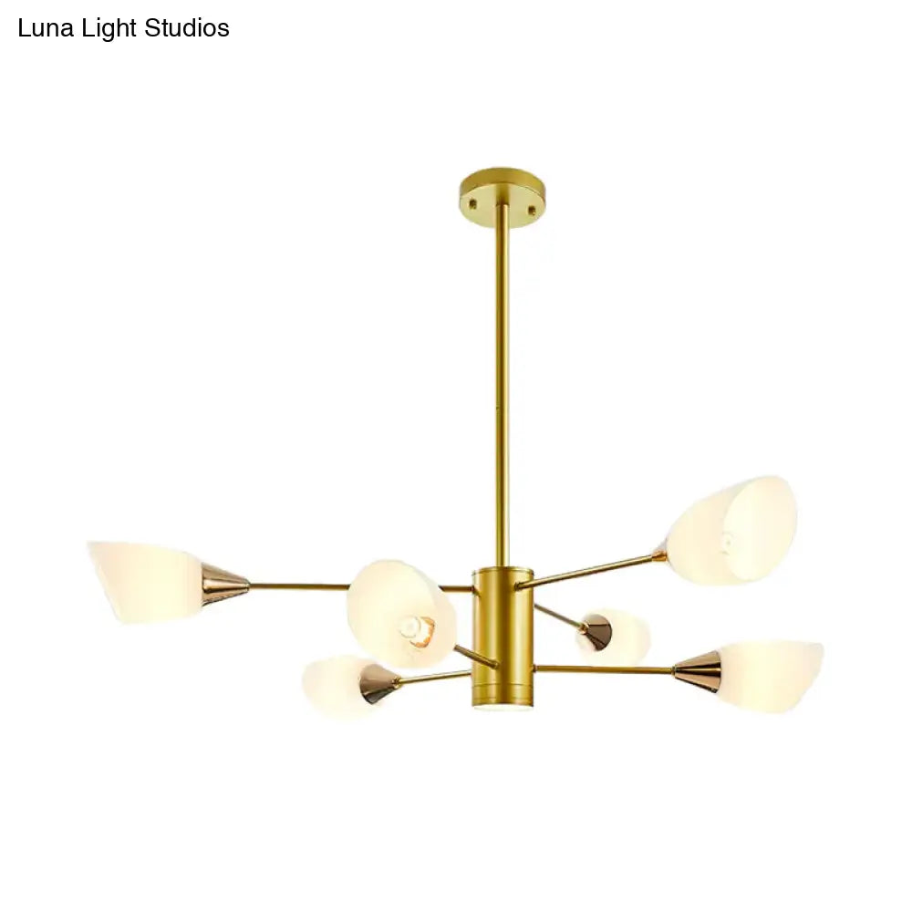 Postmodern Black/Gold Chandelier With Tulip White Glass Shades - Perfect For Living Room Ceiling