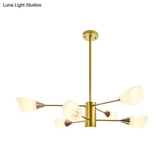 Postmodern Black/Gold Chandelier With Tulip White Glass Shades - Perfect For Living Room Ceiling