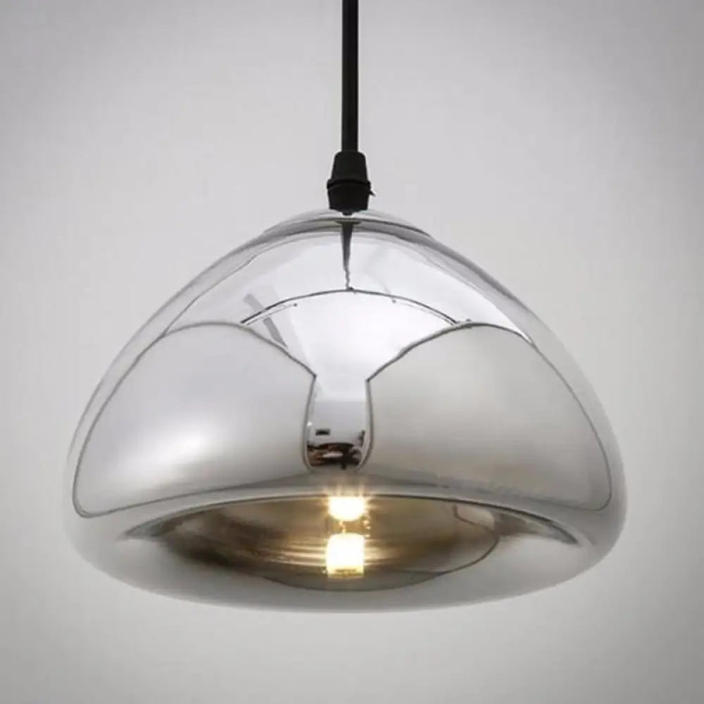 Postmodern Blown Glass Pendant Light - Recessed Shade 1 Head Ideal For Restaurants And Ceilings