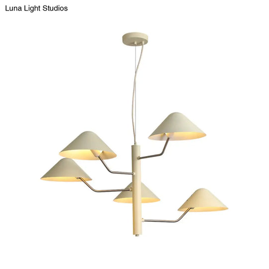 Postmodern Branch Suspension Light With Metal Cone Shades - Chandelier For Dining Room (3/5 Lights