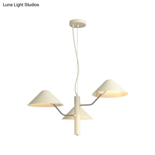 Postmodern Branch Suspension Light With Metal Cone Shades - Chandelier For Dining Room (3/5 Lights