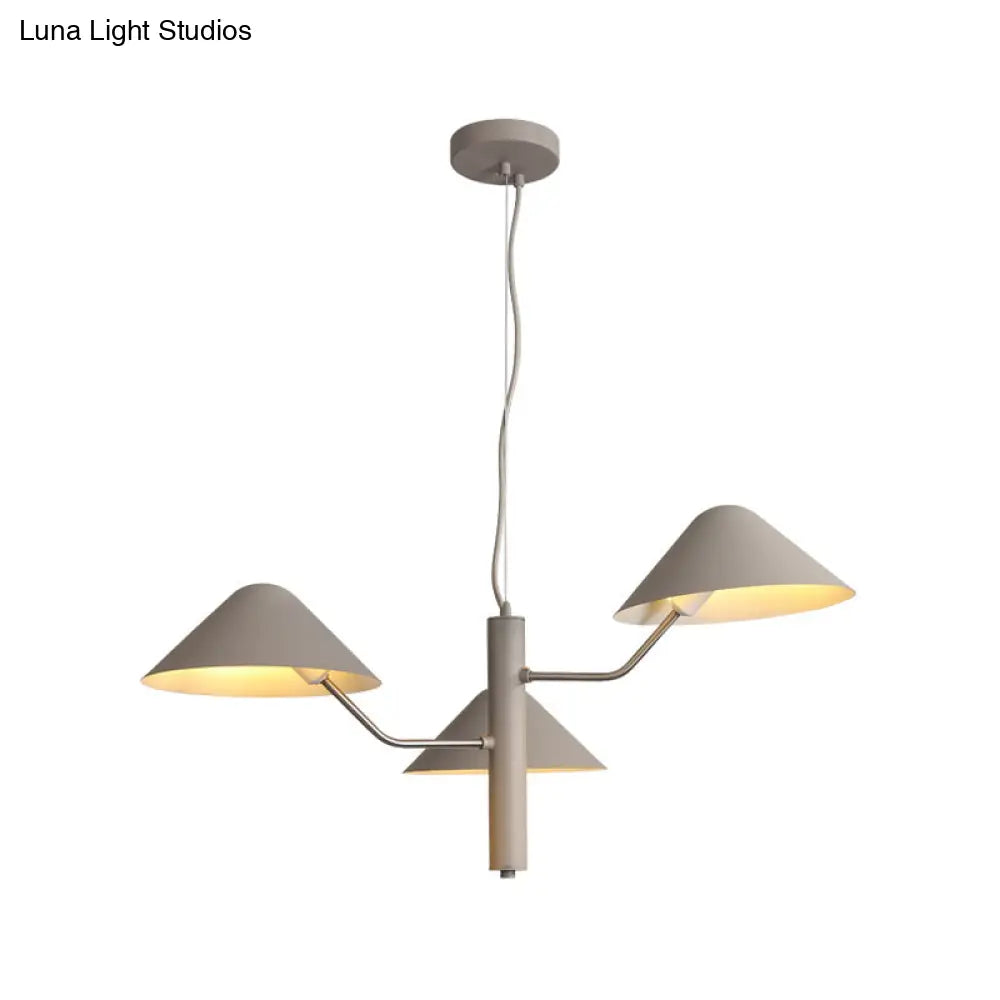 Postmodern Branch Suspension Light With Metal Cone Shades - Chandelier For Dining Room (3/5 Lights