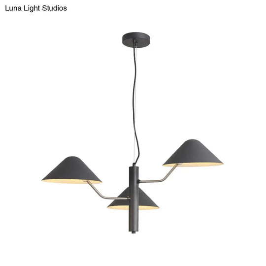 Postmodern Branch Suspension Light With Metal Cone Shades - Chandelier For Dining Room (3/5 Lights