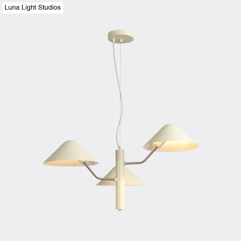 Postmodern Branch Suspension Light With Metal Cone Shades - Chandelier For Dining Room (3/5 Lights