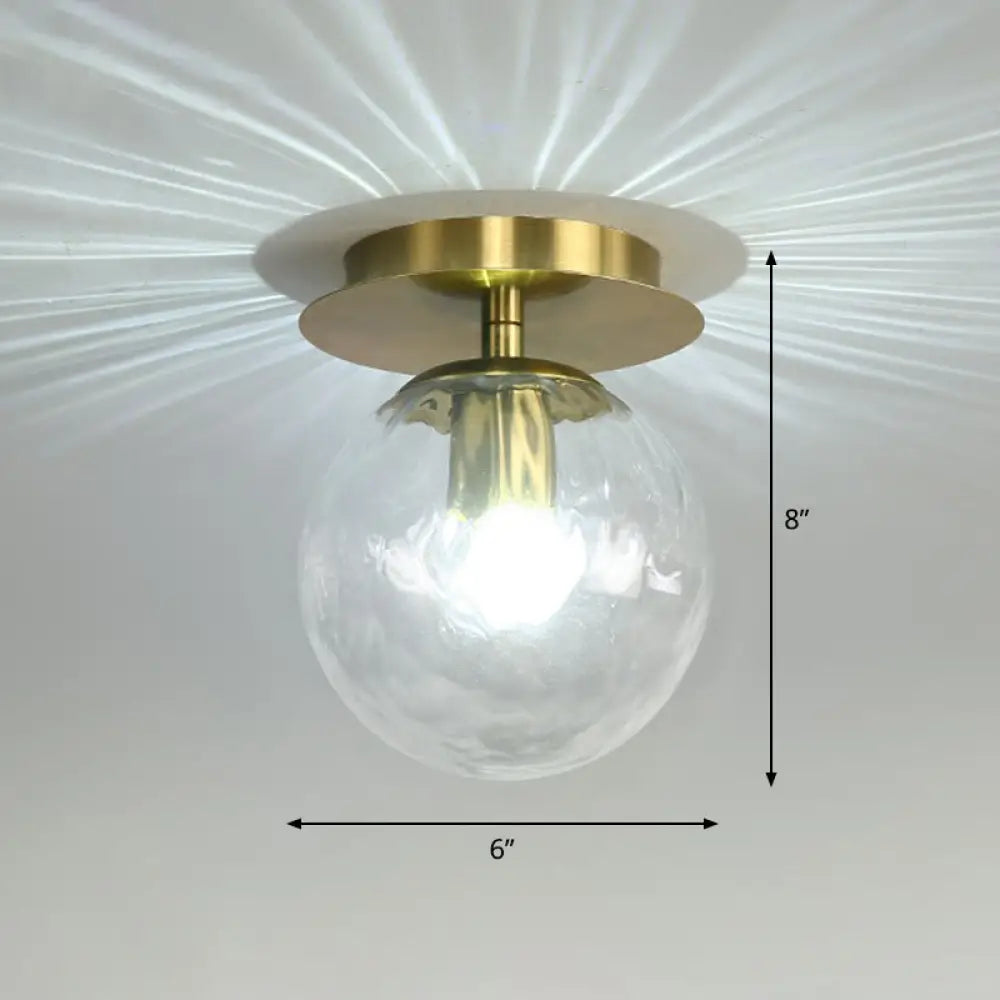 Postmodern Brass 1 - Light Semi Flush Mount Ceiling Fixture With Glass Shade For Foyer Clear