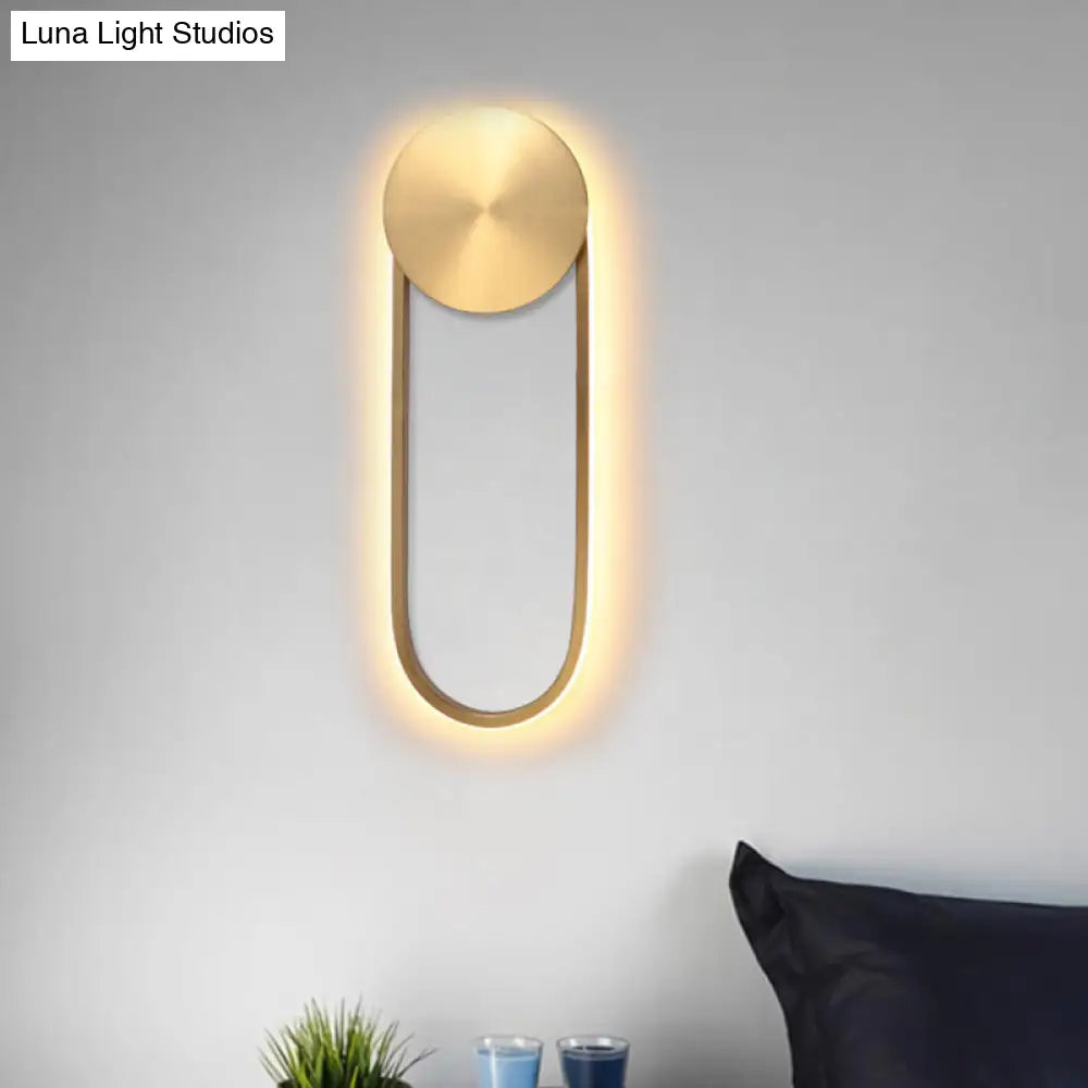 Postmodern Brass Arc Wall Sconce Led Lamp For Bedroom