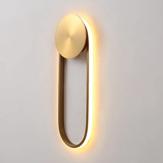 Postmodern Brass Arc Wall Sconce Led Lamp For Bedroom