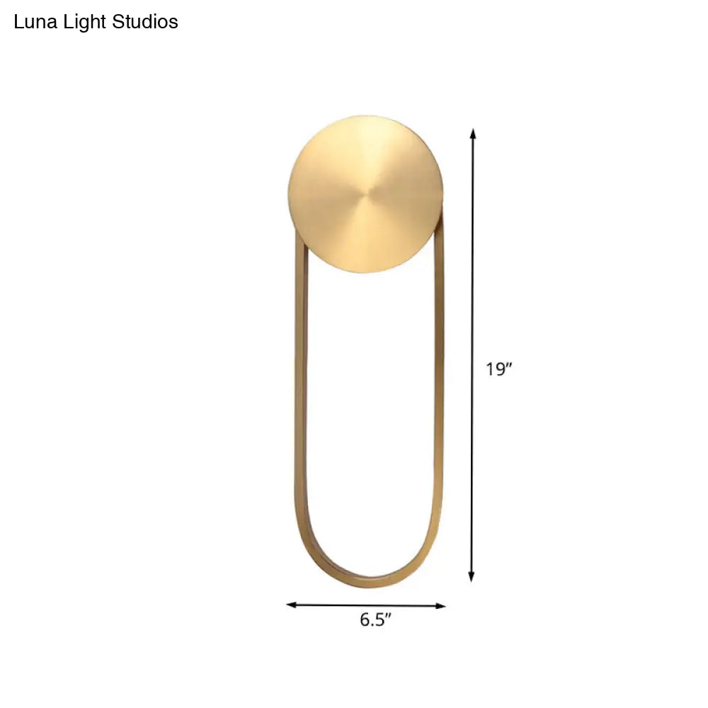 Postmodern Brass Arc Wall Sconce Led Lamp For Bedroom