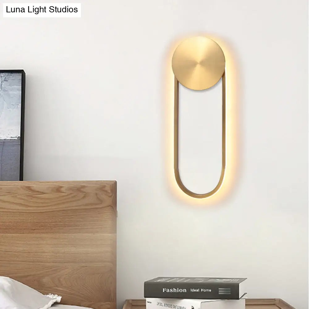 Postmodern Brass Arc Wall Sconce Led Lamp For Bedroom