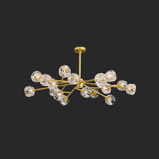 Postmodern Brass Branch Chandelier - 12/15/18-Light Crystal Ball Drop Dining Room Ceiling Lamp 18 /