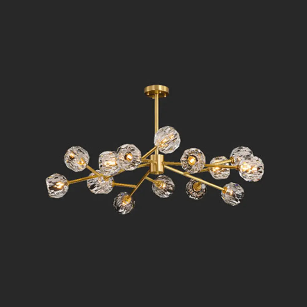 Postmodern Brass Branch Chandelier - 12/15/18-Light Crystal Ball Drop Dining Room Ceiling Lamp 15 /