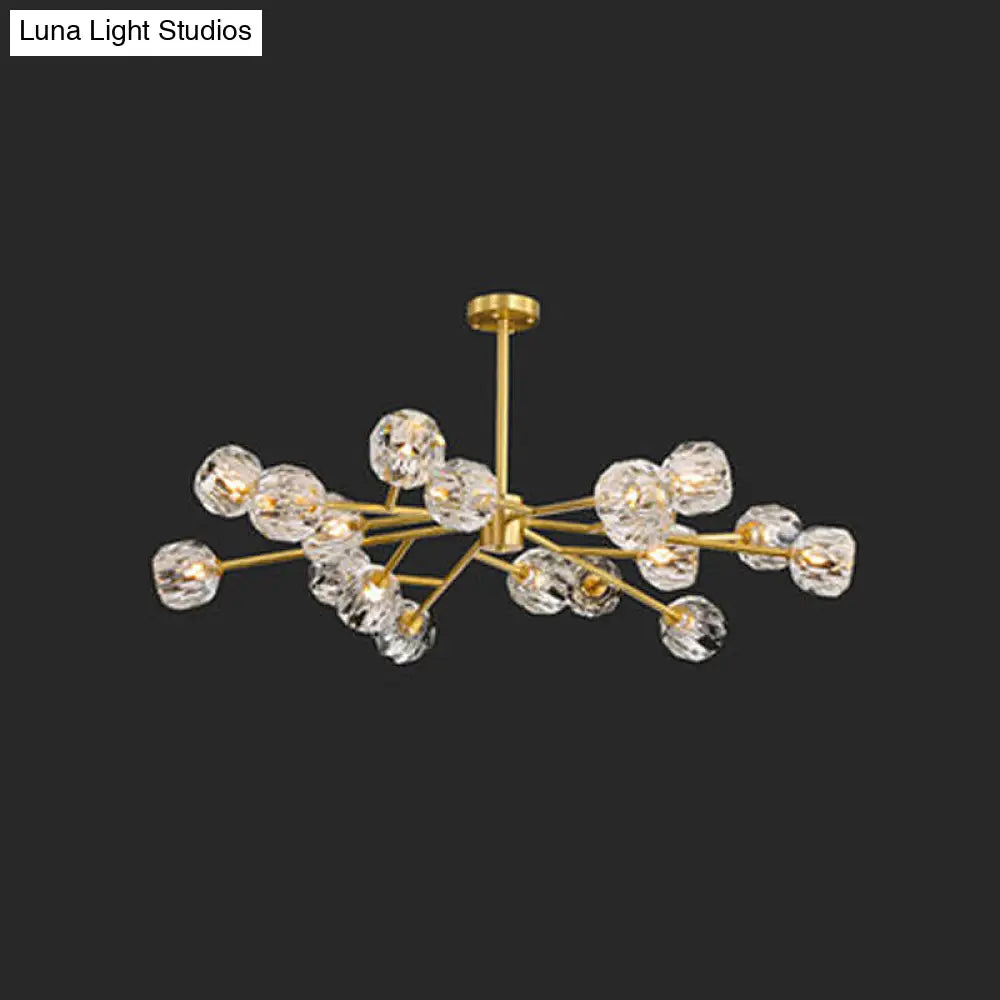 Branch Brass Crystal Ball Chandelier - 12/15 Lights Elegant Dining Room Ceiling Lamp 18 /