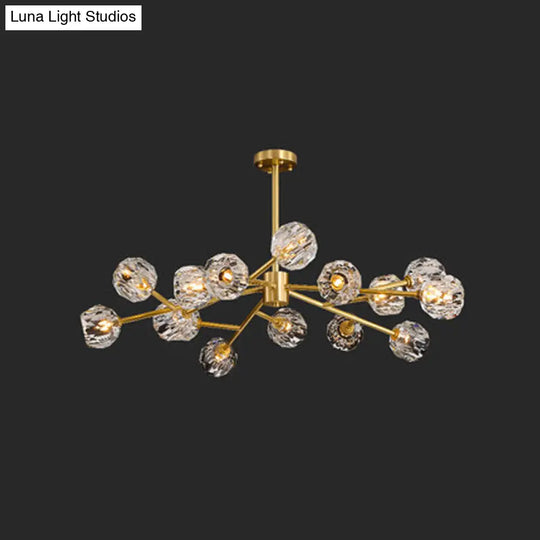 Branch Brass Crystal Ball Chandelier - 12/15 Lights Elegant Dining Room Ceiling Lamp 15 /