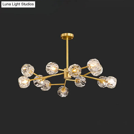 Branch Brass Crystal Ball Chandelier - 12/15 Lights Elegant Dining Room Ceiling Lamp 12 /