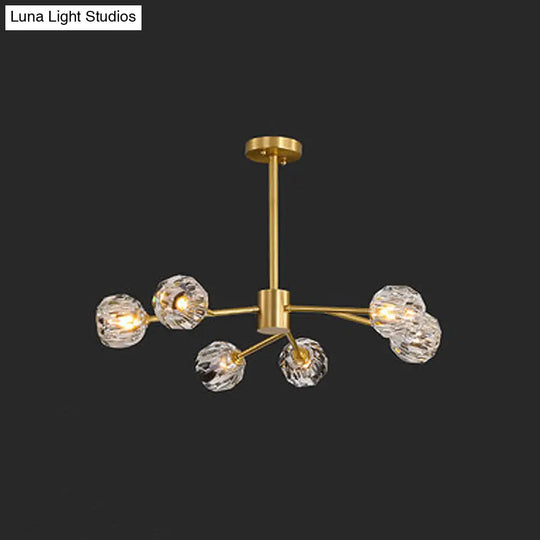 Branch Brass Crystal Ball Chandelier - 12/15 Lights Elegant Dining Room Ceiling Lamp 6 /