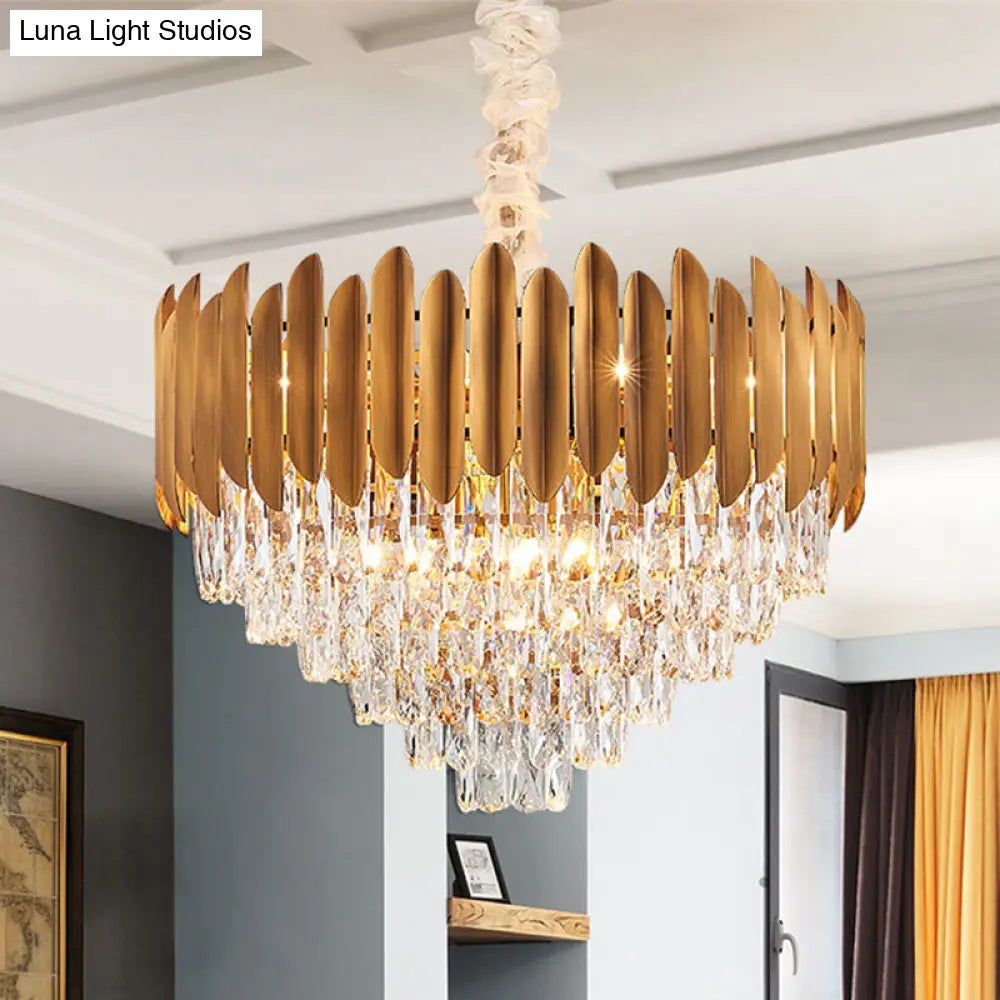 Postmodern Faceted Crystal Cone Chandelier Pendant Light