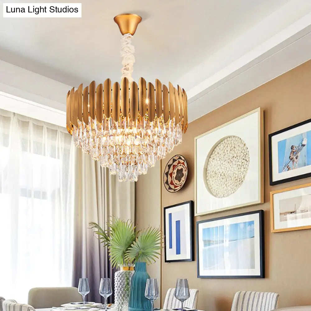 Postmodern Faceted Crystal Cone Chandelier Pendant Light